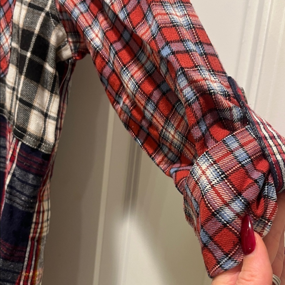 MULTIPLES mixed plaid flannel patchwork multi pri… - image 8